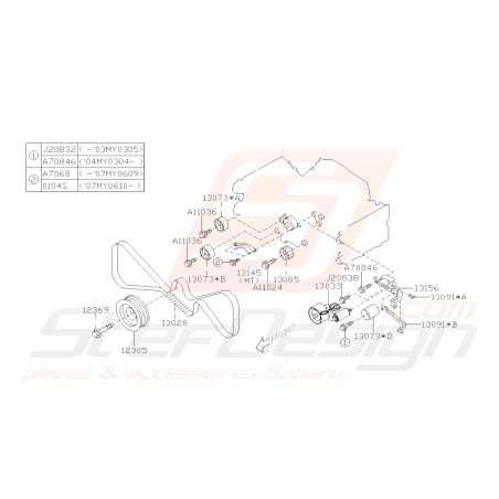 Schéma Courroie Distribution Origine Subaru FORESTER Turbo 05-0741694