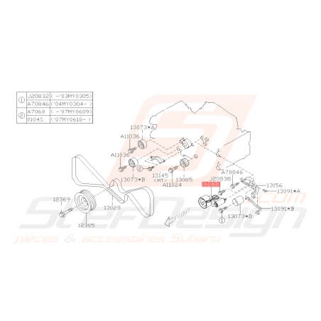 Tendeur de courroie de distribution Origine Subaru GT 97-00 WRX/STI 01-18 FORESTER 97-02/05-0741709