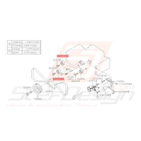Galet lisse courroie de distribution Subaru GT 93-00 WRX/STI 01-15 Forester Turbo 97-02/05-0741711