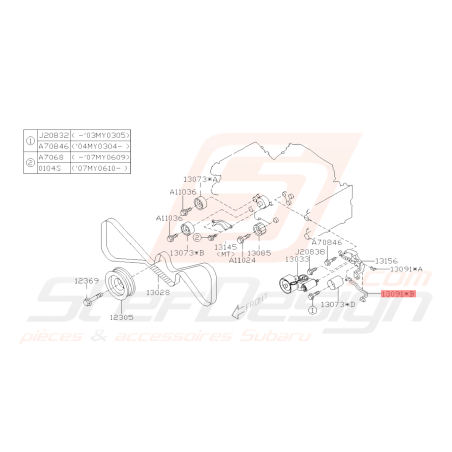 Joint étanchéité courroie Origine Subaru GT 97-00 WRX STI 01-07 Forester 97-02/05-0741720