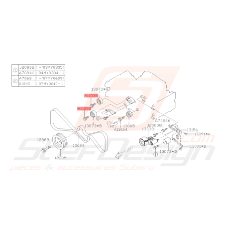 Vis de galet lisse de distribution Origine Subaru GT WRX STI Forester Turbo 97-02/05-0741724