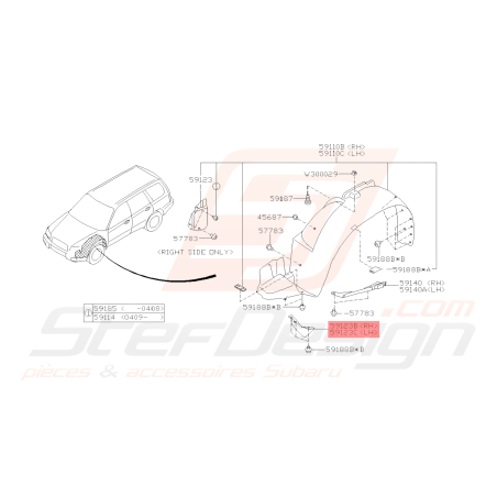 Plaque Battement D'air Côtés Droit et Gauche Origine Subaru Forester 05-0741764