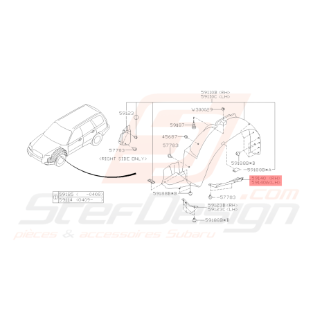 Couvercle Chassis Côtés Gauche et Droit Origine Subaru Forester 05-0741766