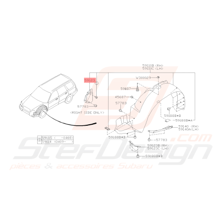 Plaque Avant Droit Origine Subaru Forester Turbo 05-0741769