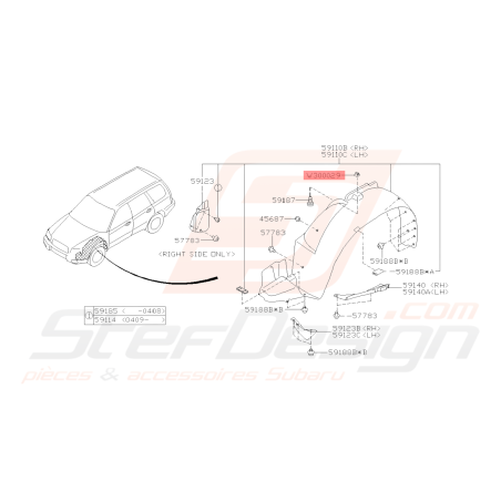 Attache (support) garde-boue GT du 08/99 a 01 WRX/STI 01-14 BRZ 13-19 Forester Turbo 01/00-02/05-0741794