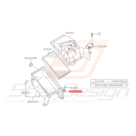 Silent bloc boite à Air n°2 Subaru GT 97-00 STI WRX 01-07 FORESTER 97-02/05-0741842