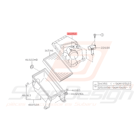 Boite à air supérieur Subaru WRX STI  2003-2007 Forester 2005-200741846