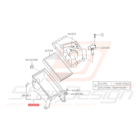 Boite à air inférieur WRX/STI 01-07 FORESTER 05-0741847