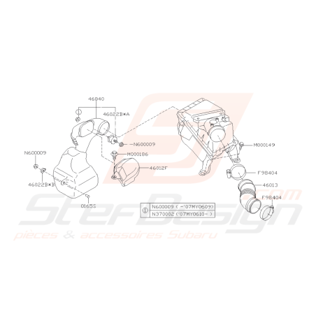 Schéma de Conduit Boite à Air Origine Subaru FORESTER Turbo 2005 - 200741860