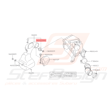Entretoise Boite à Air Origine Subaru GT 99-00 WRX 01-10 STI 01-19 FORESTER 97-02/05-0741958