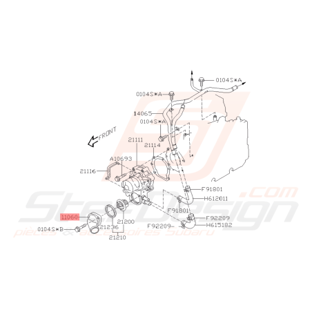 Couvercle thermostat Origine Subaru GT 93-00 WRX 01-10 STI 01-19 FORESTER Turbo 97-02/05-0741986
