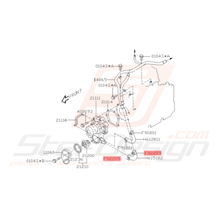 Collier durite d'eau Origine Subaru GT 93-00 WRX 06-10 STI 01-19 FORESTER 97-02/05-12 BRZ 13-1942009