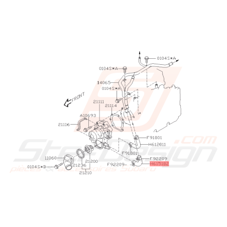 Durite sortie pompe à eau inférieur origine Subaru GT 93-00 WRX 01-10 STI 01-19 FORESTER 97-02/05-0742011