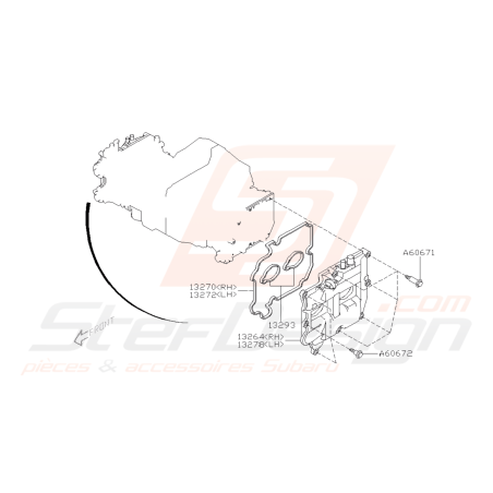Schéma Couvre Culasse Origine SUBARU FORESTER Turbo 2005 - 200742012