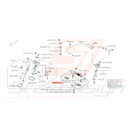Butée Réservoir Carburant Origine Subaru GT 95-00 WRX STI 01-07 Forester Turbo 97-02/05-0742028