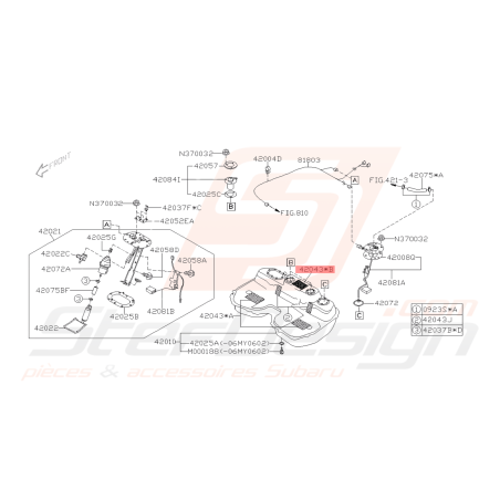 Butée Réservoir de Carburant Origine Subaru GT 93-00 WRX STI 01-14 Forester Turbo 97-02/05-0742029