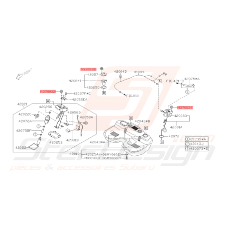 Écrou de fixation de puits de jauge SUBARU GT 99-00 WRX STI 01-14 Forester Turbo 10/98-12/99-05/0742040