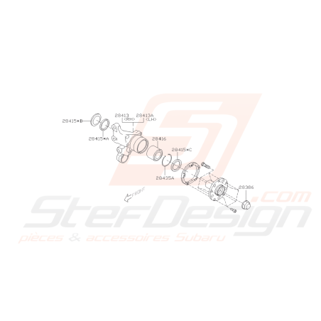 Schéma Porte Moyeu Arrière et Roulement Origine Subaru FORESTER Turbo 2005-200742080