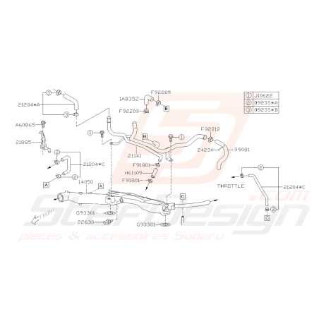 Schéma Durite Conduit D'eau Origine Subaru FORESTER 2005-200742089