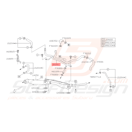 Tuyau Réservoir d'Eau Origine Subaru WRX 06-07 STI 06-14 FORESTER 05-0742095