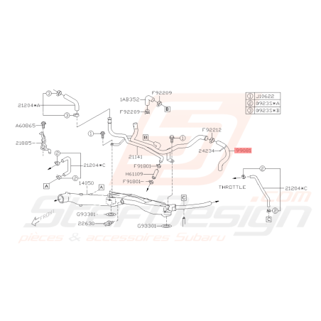 Durite dépression d'eau Origine Subaru WRX 06-07 STI 06-14 FORESTER 05-0742101