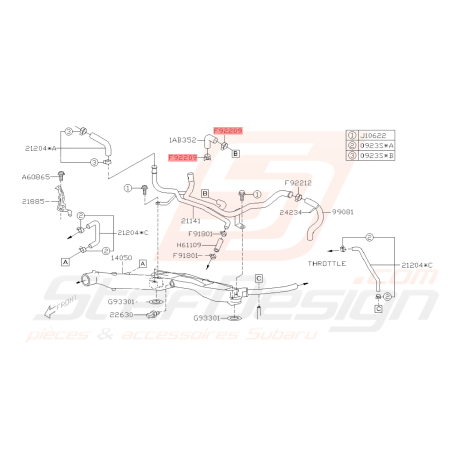 Collier durite d'eau Origine Subaru GT 93-00 WRX 06-10 STI 01-19 FORESTER 97-02/05-12 BRZ 13-1942104