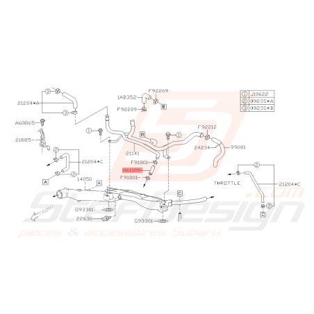 Tuyaux pieuvre d'eau Subaru GT 93-00 WRX 01-07 STI 01-14 FORESTER 05-0742107