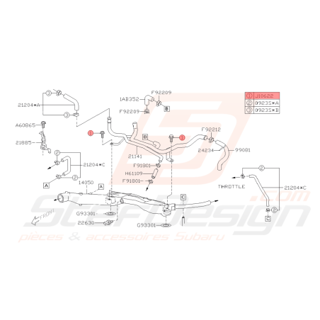 Vis de pieuvre d'eau Subaru GT 97-00 WRX STI 01-15 FORESTER 05-0742108