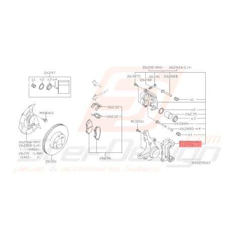 Support d'étrier Frein Avant Origine Subaru FORESTER 05-07 WRX 08-1142111