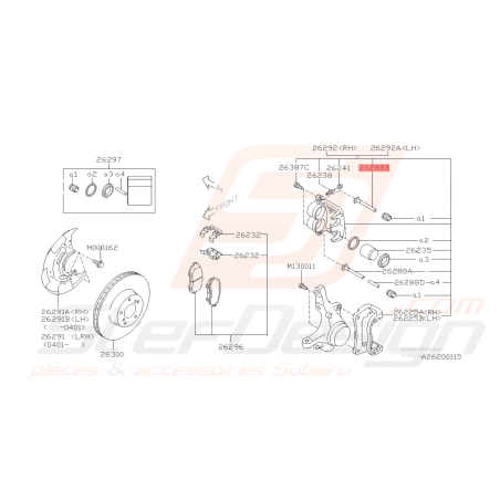 Guide d'axe de Frein Origine Subaru FORESTER 05-07 WRX 08-1142116
