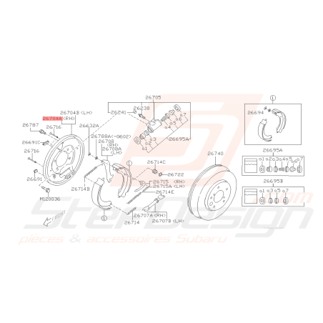 Flasque de frein arrière Subaru FORESTER 2.5L XT 04 / 05-0742139