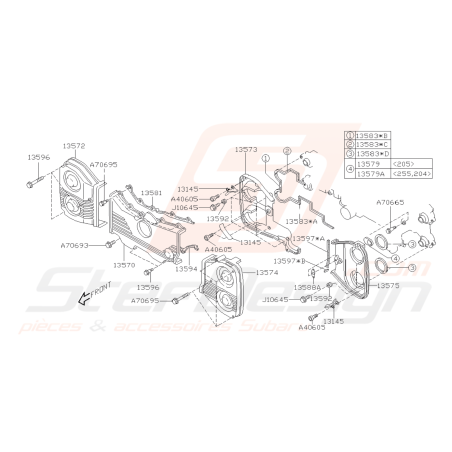 Schéma Cache Courroie De Distribution Origine Subaru FORESTER 05-0742186