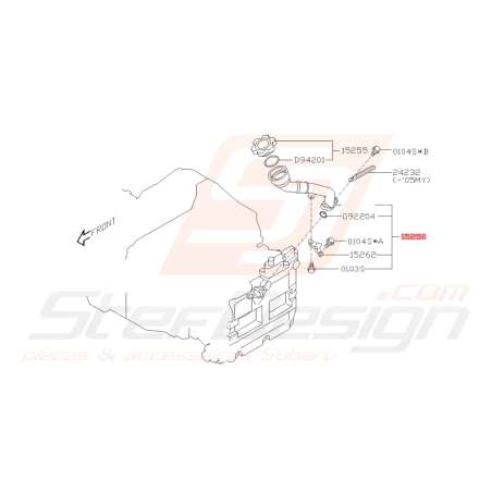 Goulotte de remplissage d'huile IMPREZA GT 99-00 / WRX/STI 01-07 FORESTER 05-0742233