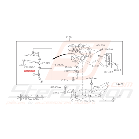 Durite d'air de turbo origine SUBARU WRX 01-07 Forester Turbo 05/00-02/05-0742279