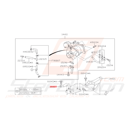 Support turbo Origine Subaru GT 99-00 WRX STI 01-14 Forester Turbo 97-02/05-0742282