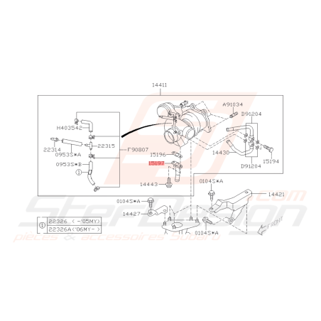 Sortie d'huile Turbo origine Subaru Impreza GT 97-00 WRX 01-07 Forester Turbo 97-02/05-0742287