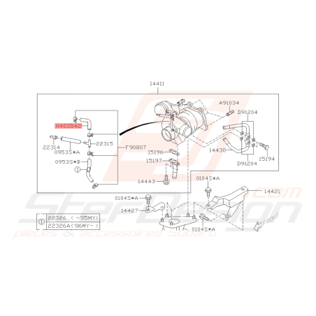 Durite d'air coudé t de turbo Origine Subaru GT 97-00 WRX 01-10 Forester Turbo 97-08/00/05-0742299