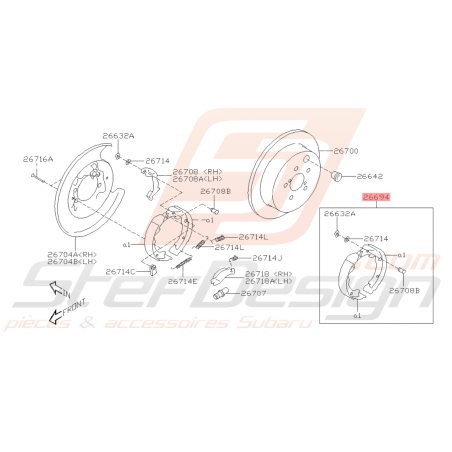 Mâchoires de frein à main Origine SUBARU STI 2015 - 2019 BRZ 2013 - 201942437