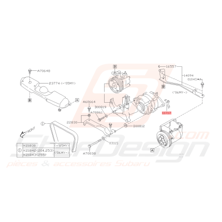 Support d'Alternateur Origine Subaru GT 93-00 WRX STI 01-14 FORESTER 97-02/05-0742449