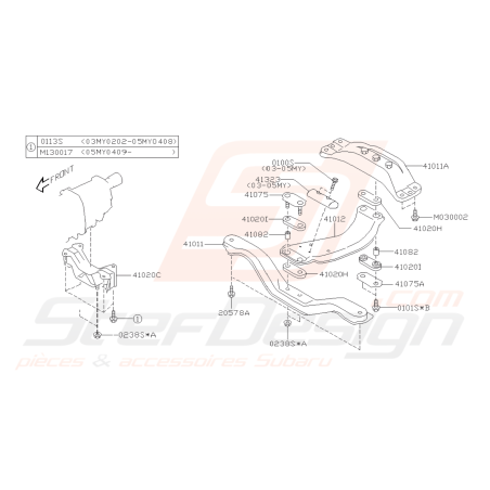 Schéma Support Moteur Arrière Origine Subaru FORESTER Turbo 05-0742525