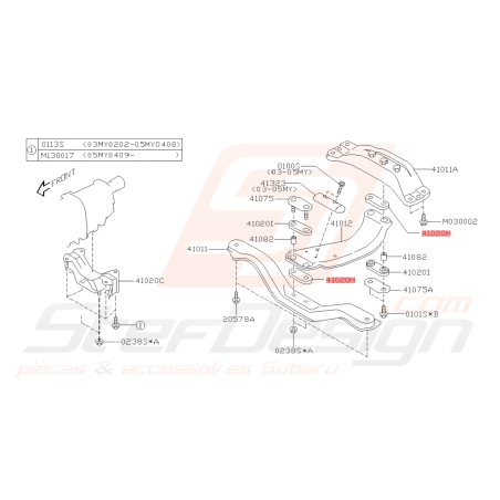 Silent bloc de traverse de support de boite  SUBARU WRX / STI  / diesel 08+ / FORESTER42536