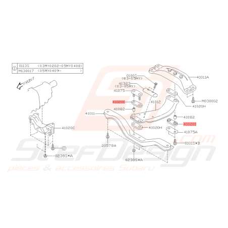 Silent bloc de traverse de support de boite SUBARU WRX et STI / FORESTER42539