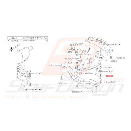 Plaque de Poutre transversale Support de Boite Subaru FORESTER 97-02/05-07 GT 97-00 WRX/STI 01-1142540
