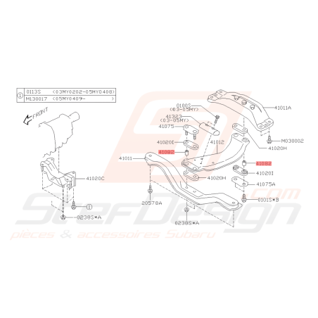Entretoise de Poutre Transversale Origine Subaru GT 93-00 WRX/STI 01-11 FORESTER 05-0742541