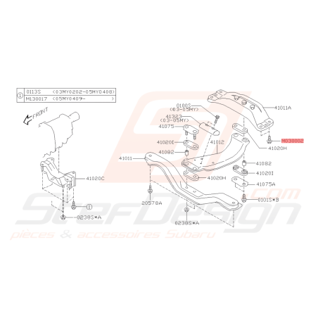 Boulon de Fixation De Support de Boite Subaru GT 99-00 FORESTER 97-02/05-07 WRX/STI 01-14 BRZ 13-1942542
