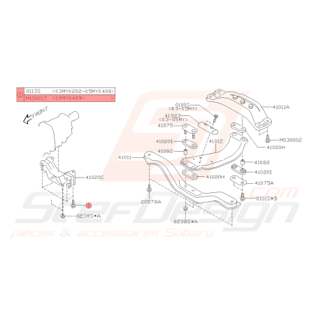 Boulon Fixation Support de Boite Origine SUBARU GT 93-98 WRX / STI 01-11 FORESTER 97-02/05-0742543