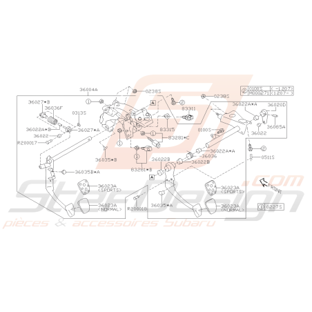 Schéma Pédale de Frein (Boîte Manuelle) Origine Subaru BRZ 2013 - 201942586