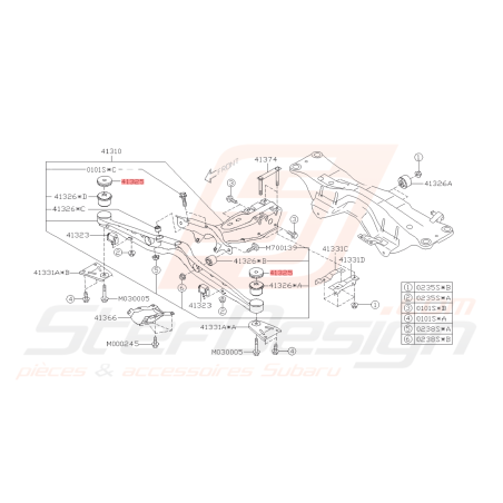Butée de support de Différentiel Origine Subaru GT 97-00 WRX/STI 01-07 FORESTER 97-02/05-0742616