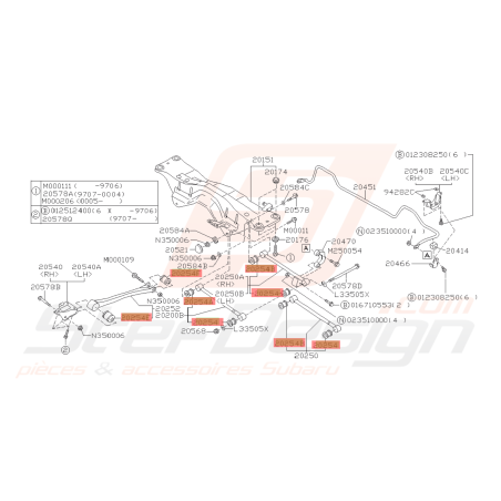 Pack Complet Silent Bloc Train Arrière Origine Subaru GT 96-0042648