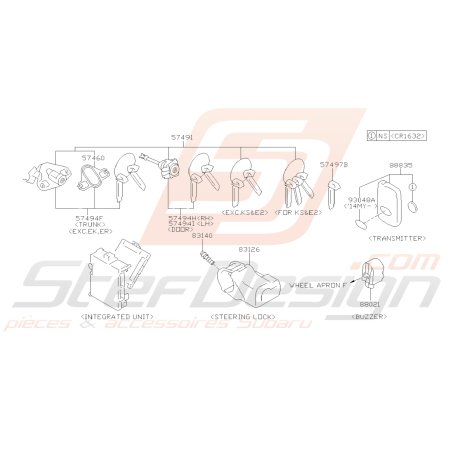 Schéma Serrures et Clés Origine Subaru BRZ 2013 - 201942653